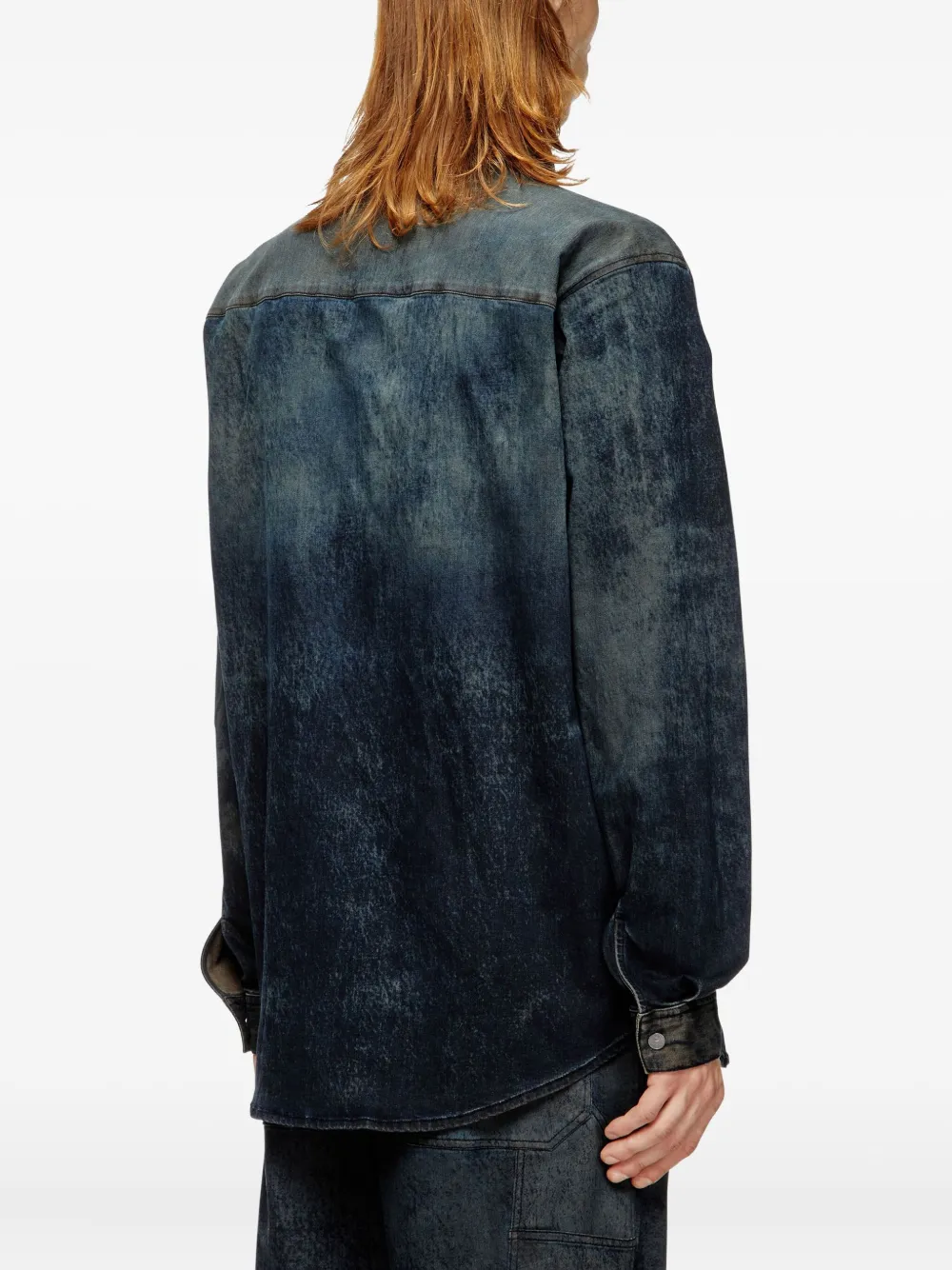 Diesel S-Simply-EPBS denim overhemd met acid wassing Blauw
