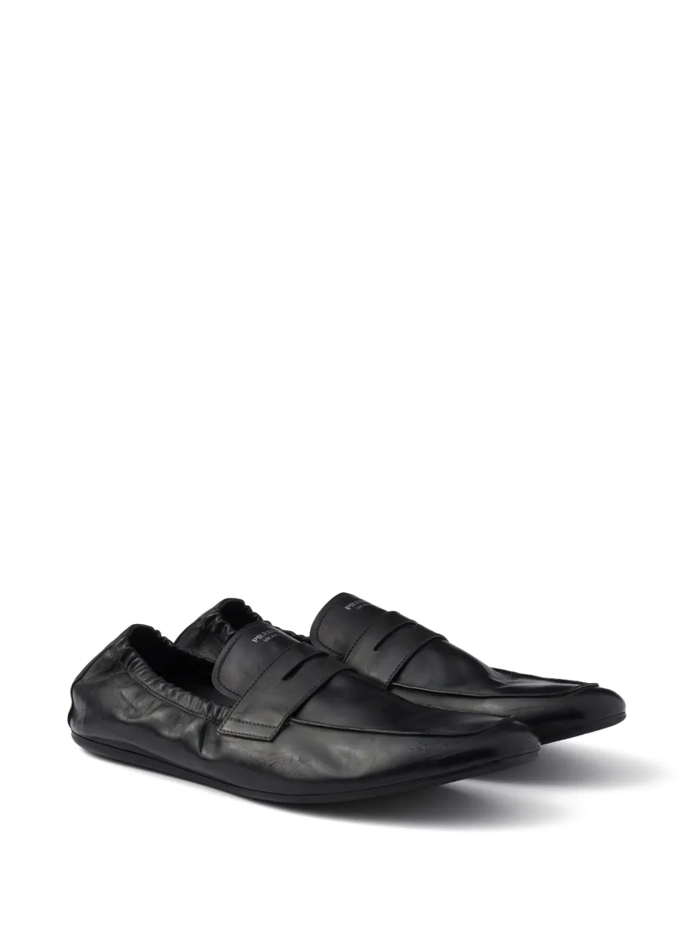 Prada Shuffle antiqued leather loafers Black