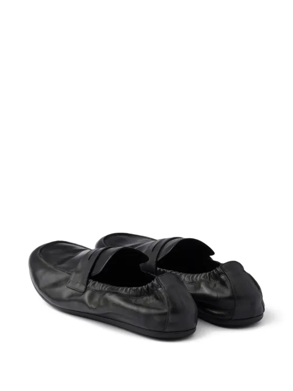 Prada Shuffle Antiqued Leather Loafers | Black | FARFETCH