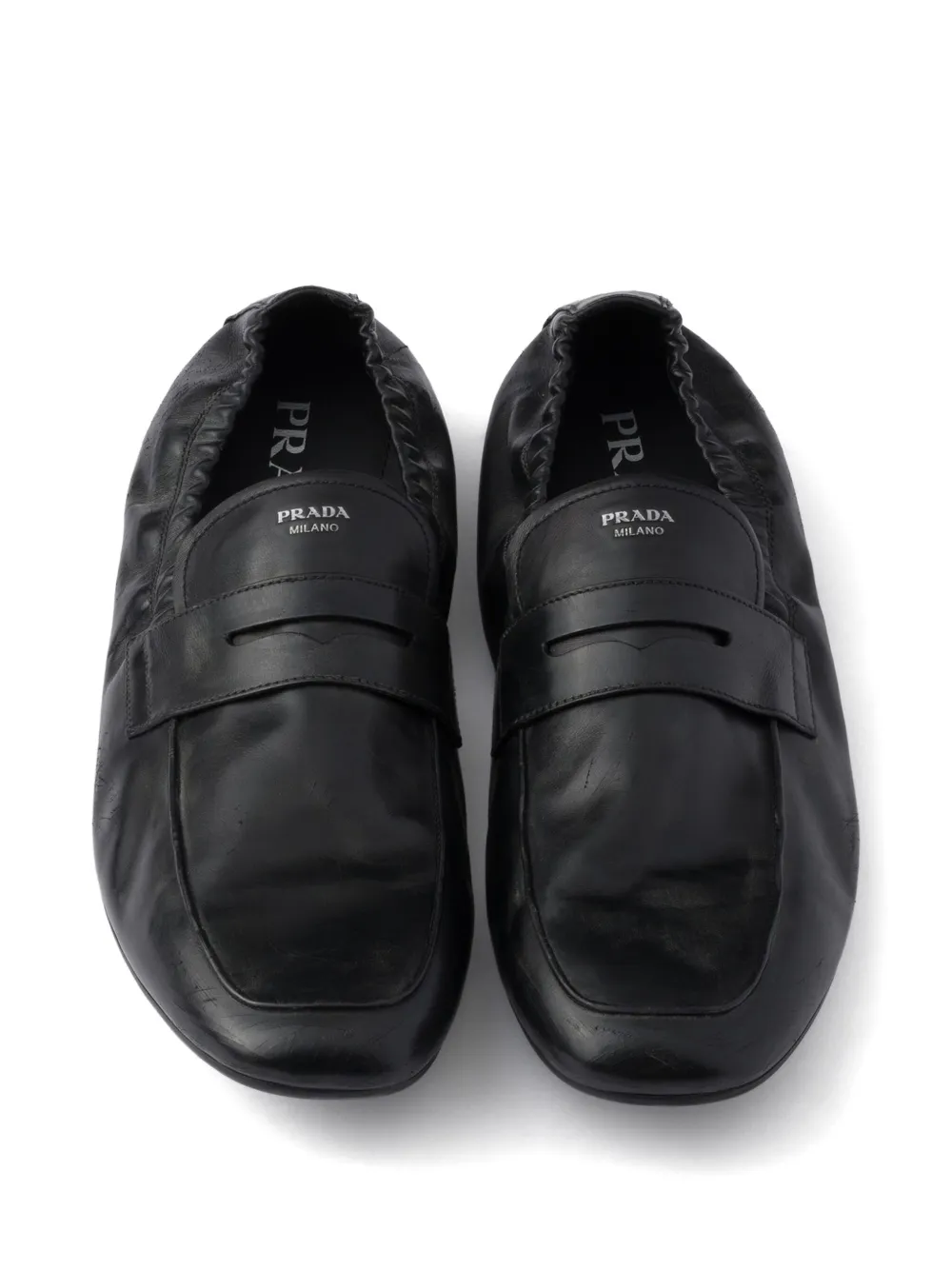 Prada Shuffle antiqued leather loafers Black