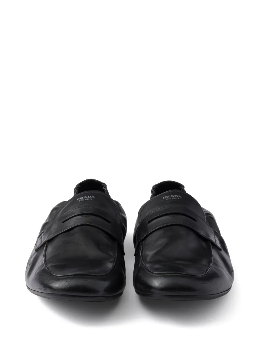 Prada Shuffle antiqued leather loafers Black