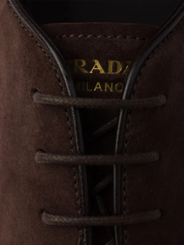 Prada Suede Oxford Shoes | Brown | FARFETCH