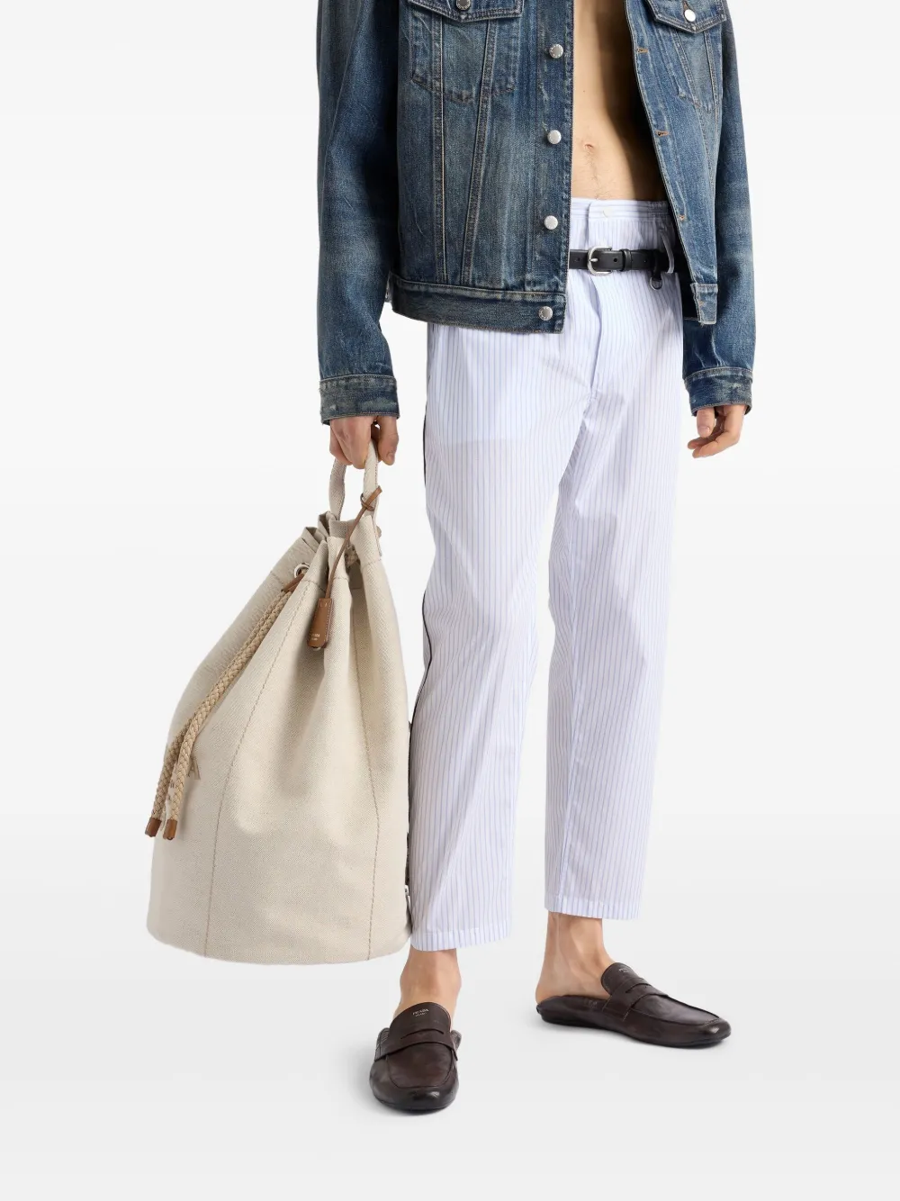 Prada Gestreepte popeline broek Wit