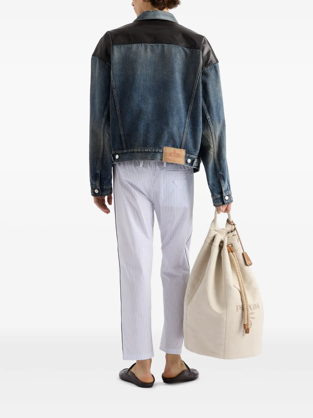 Prada Gestreepte popeline broek Wit