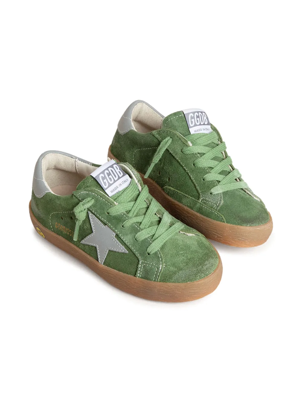 Golden Goose Kids Super Star suede sneakers Groen