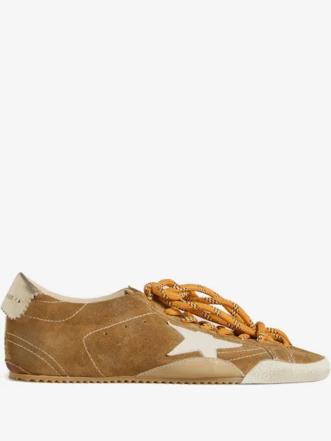 Golden Goose True-Star trainers in tobacco-colored suede with white star and platinum heels tab