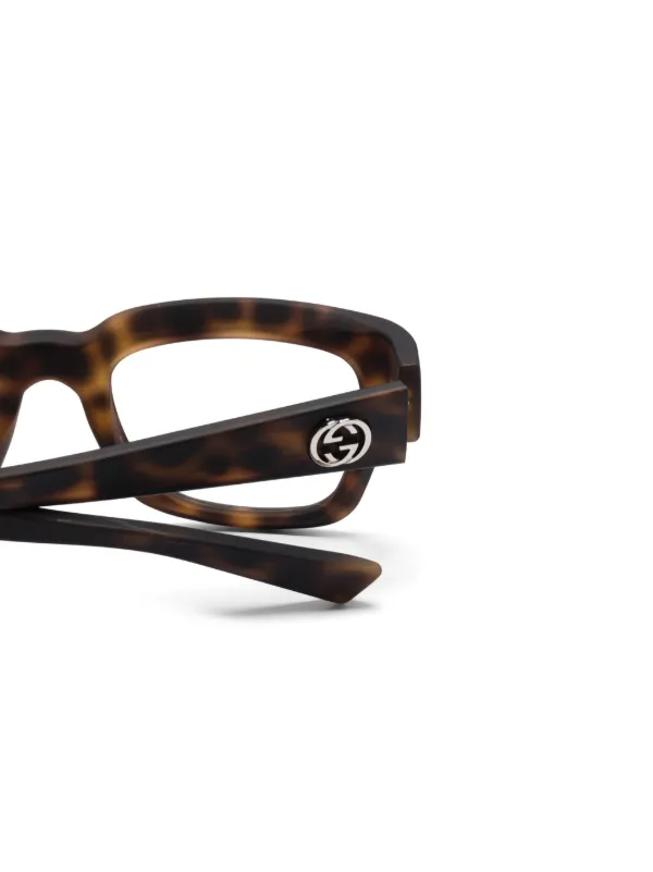 Gucci Eyewear スクエア眼鏡フレーム | ブラウン | FARFETCH JP