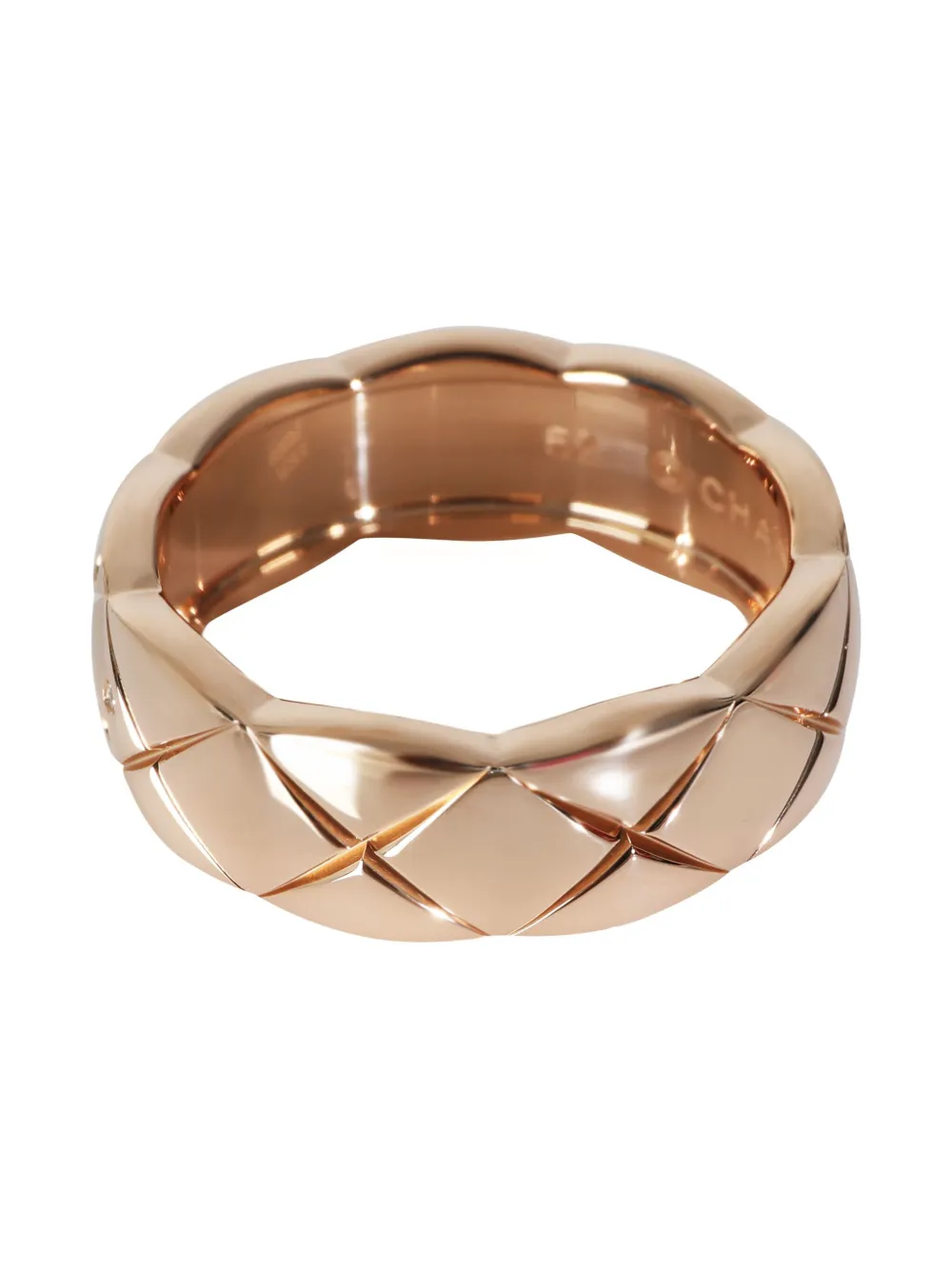 Pre-owned Chanel 18k Rose Gold Coco Crush Diamond Ring In Pink