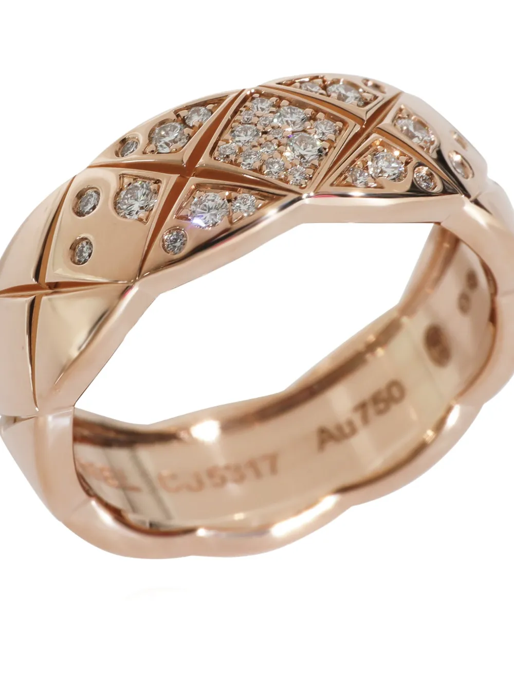 Pre-owned Chanel 18k Rose Gold Coco Crush Diamond Ring In Pink