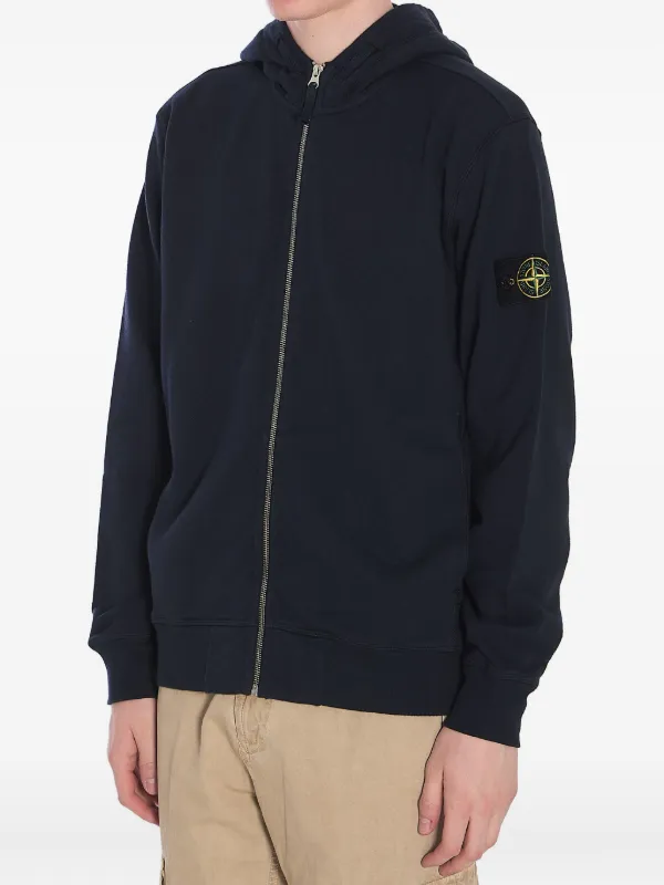 ストーンアイランド ジップパーカー ネイビー Stone Island zip-up Hoodie | Blue | FARFETCH