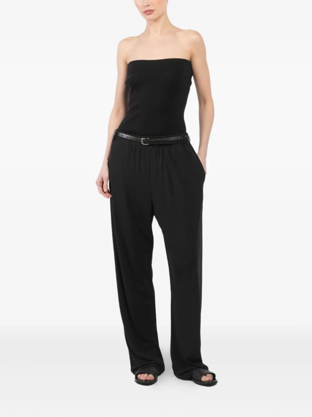 Aya Muse Broek met elastische taille - Zwart