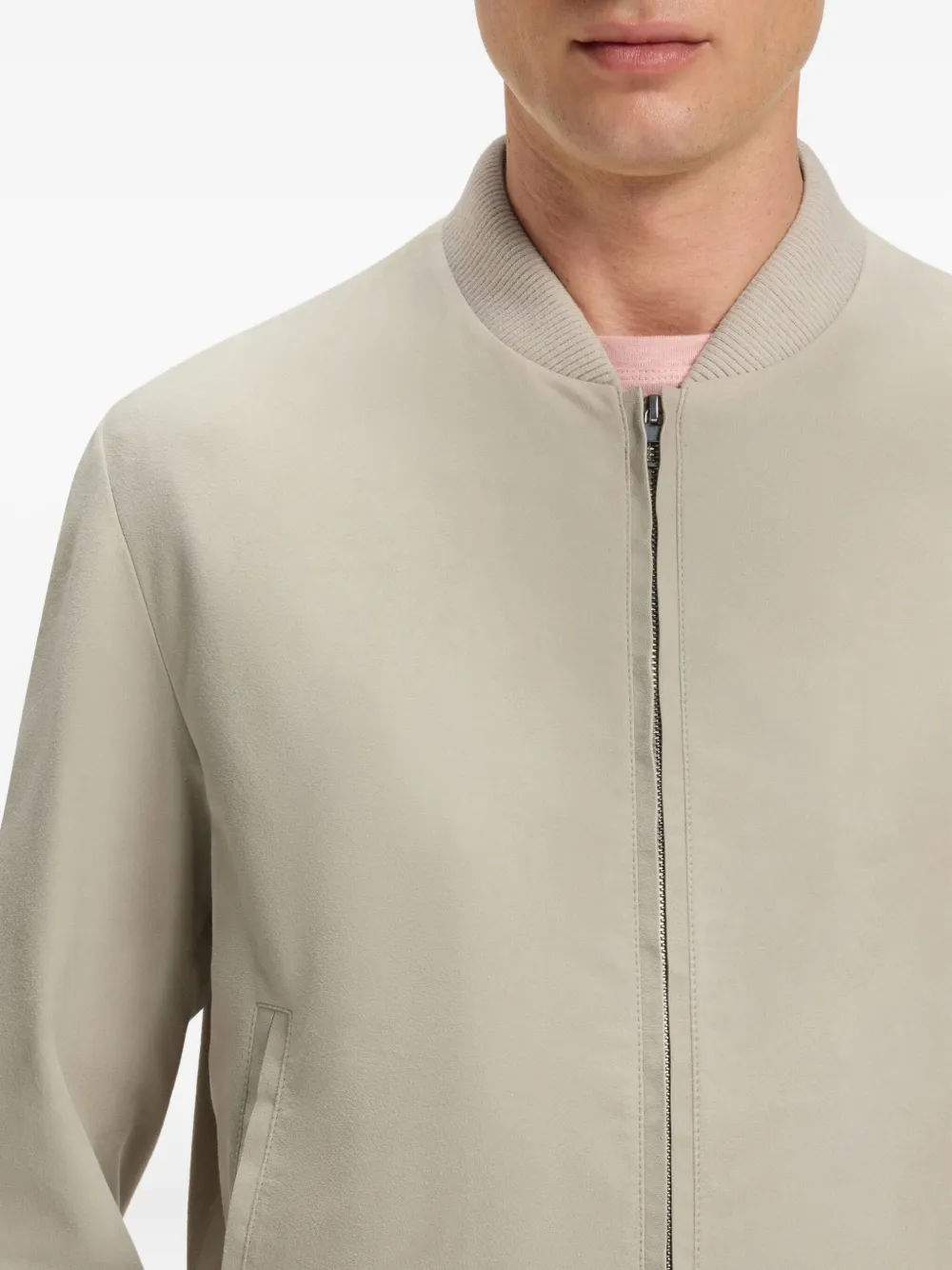 BOSS x David Beckham leren bomberjack Beige