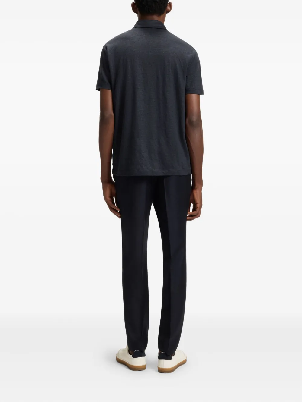 BOSS x David Beckham linnen poloshirt Blauw