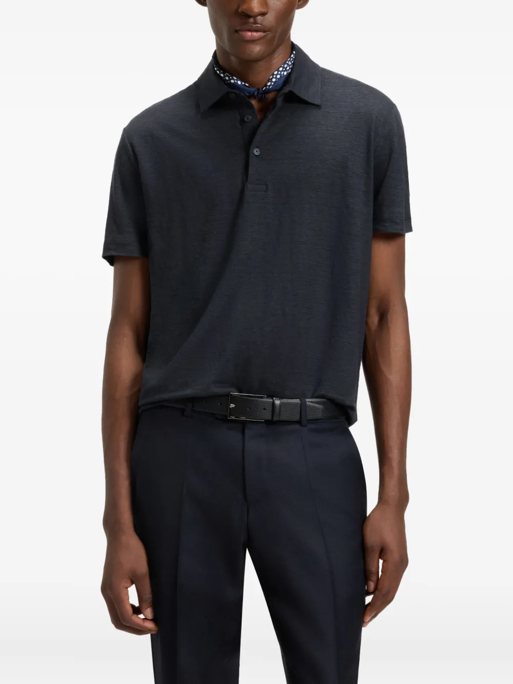 BOSS x David Beckham linnen poloshirt Blauw