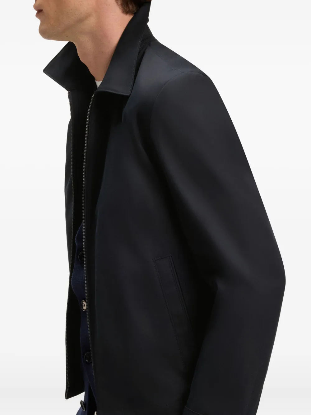 BOSS x David Beckham jack met klassieke kraag en rits Blauw