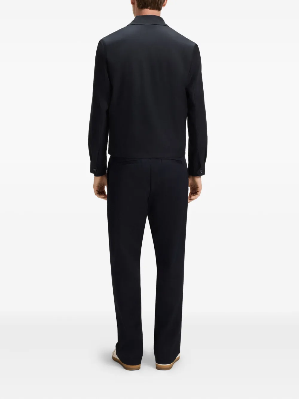 BOSS x David Beckham jack met klassieke kraag en rits Blauw