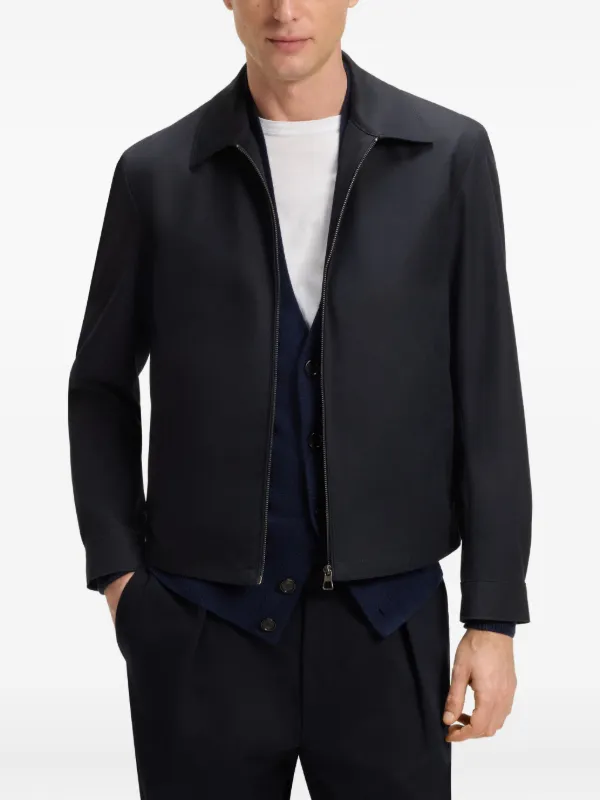 BOSS BECKHAM ブルゾン ダークブルー BOSS x David Beckham classic-collar Zip Jacket | Blue | FARFETCH