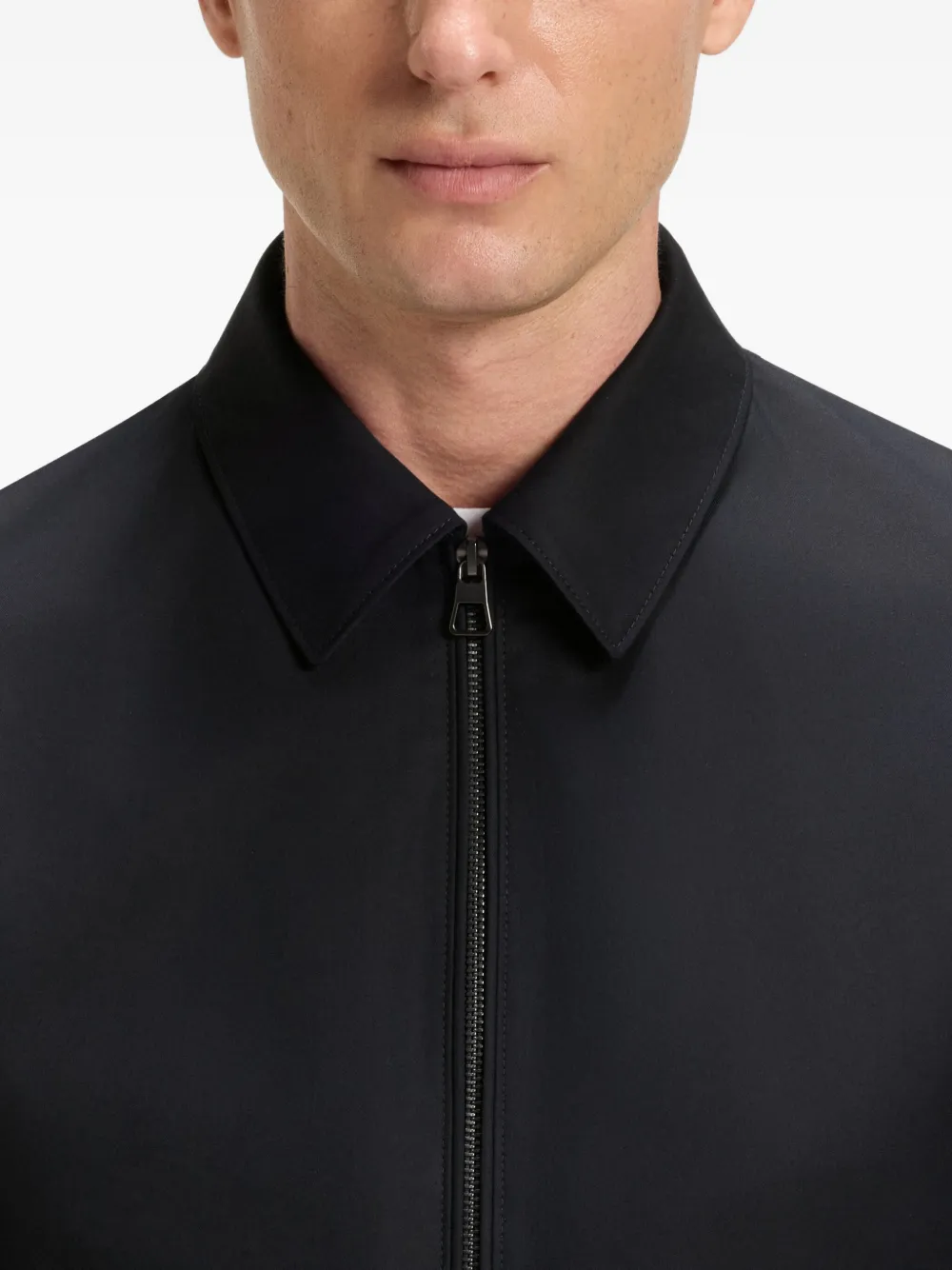 BOSS x David Beckham jack met klassieke kraag en rits Blauw