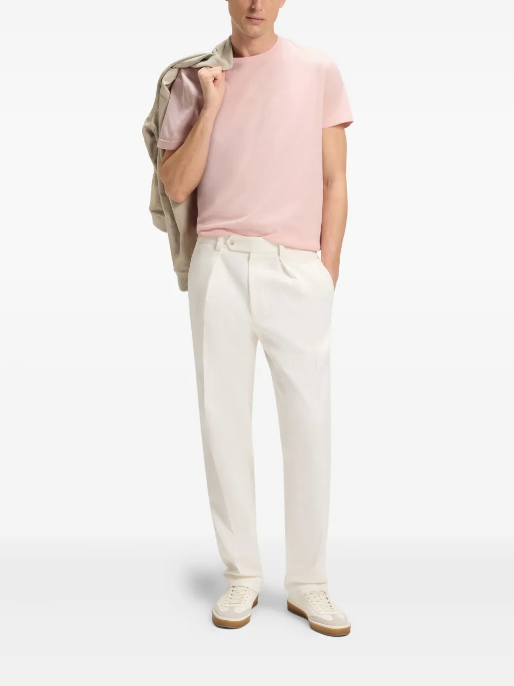 BOSS x David Beckham T-shirt met ronde hals - Roze