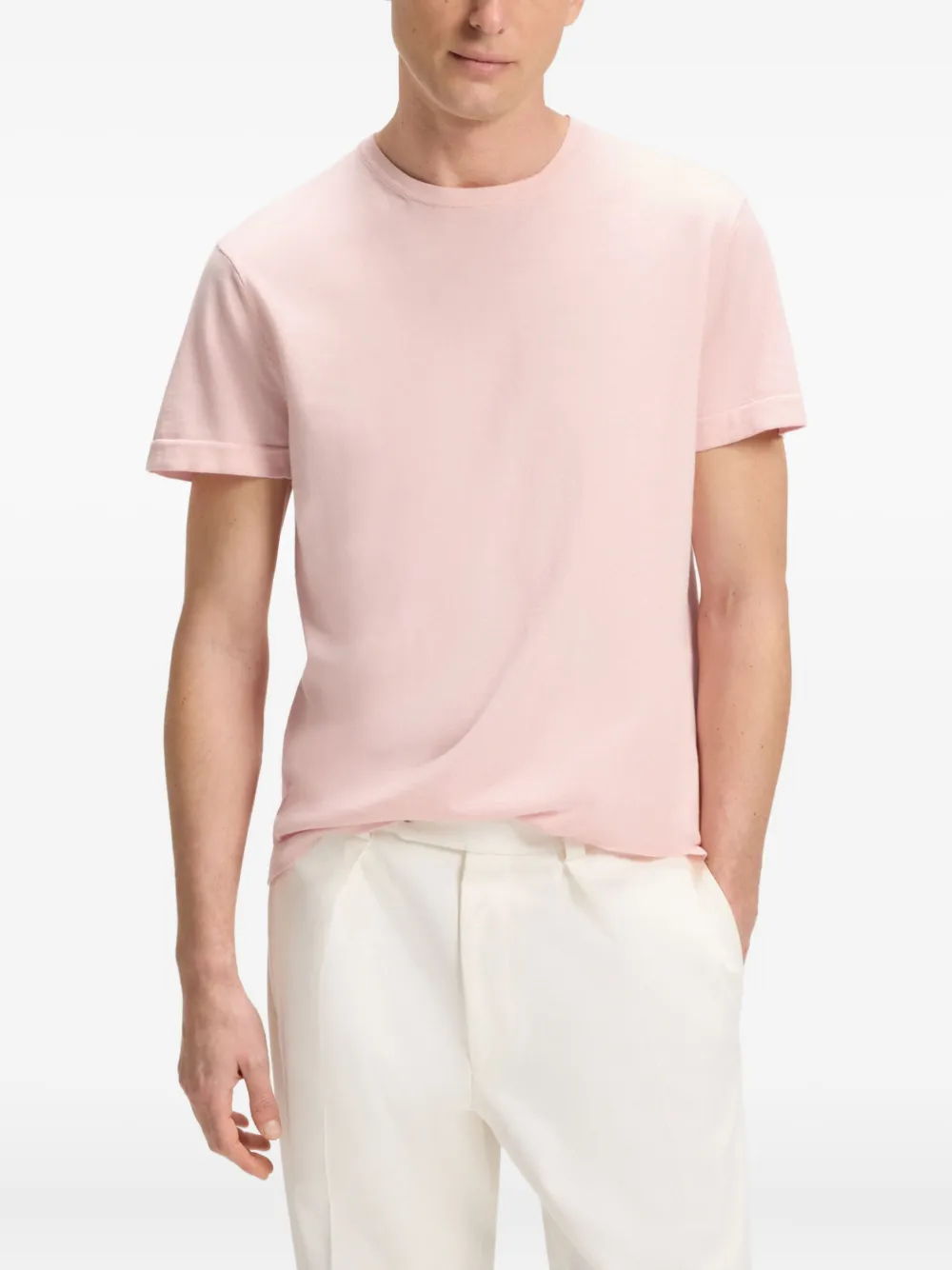 BOSS x David Beckham T-shirt met ronde hals Roze