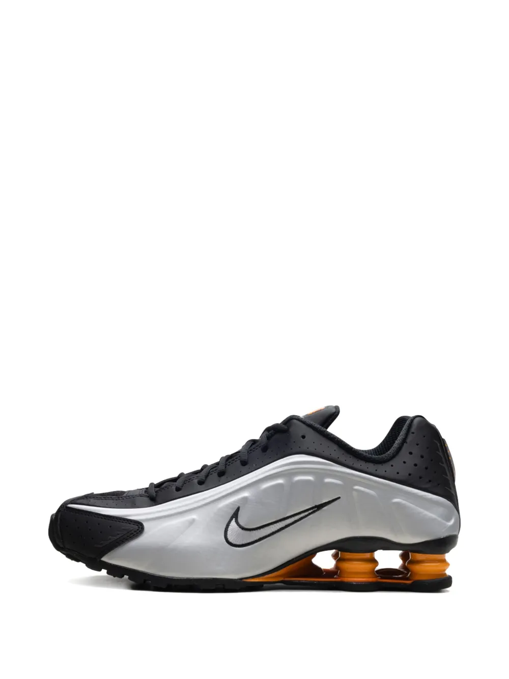 Nike Shox R4 "Black Vast Grey Bright Mandarin Metallic Silver" sneakers