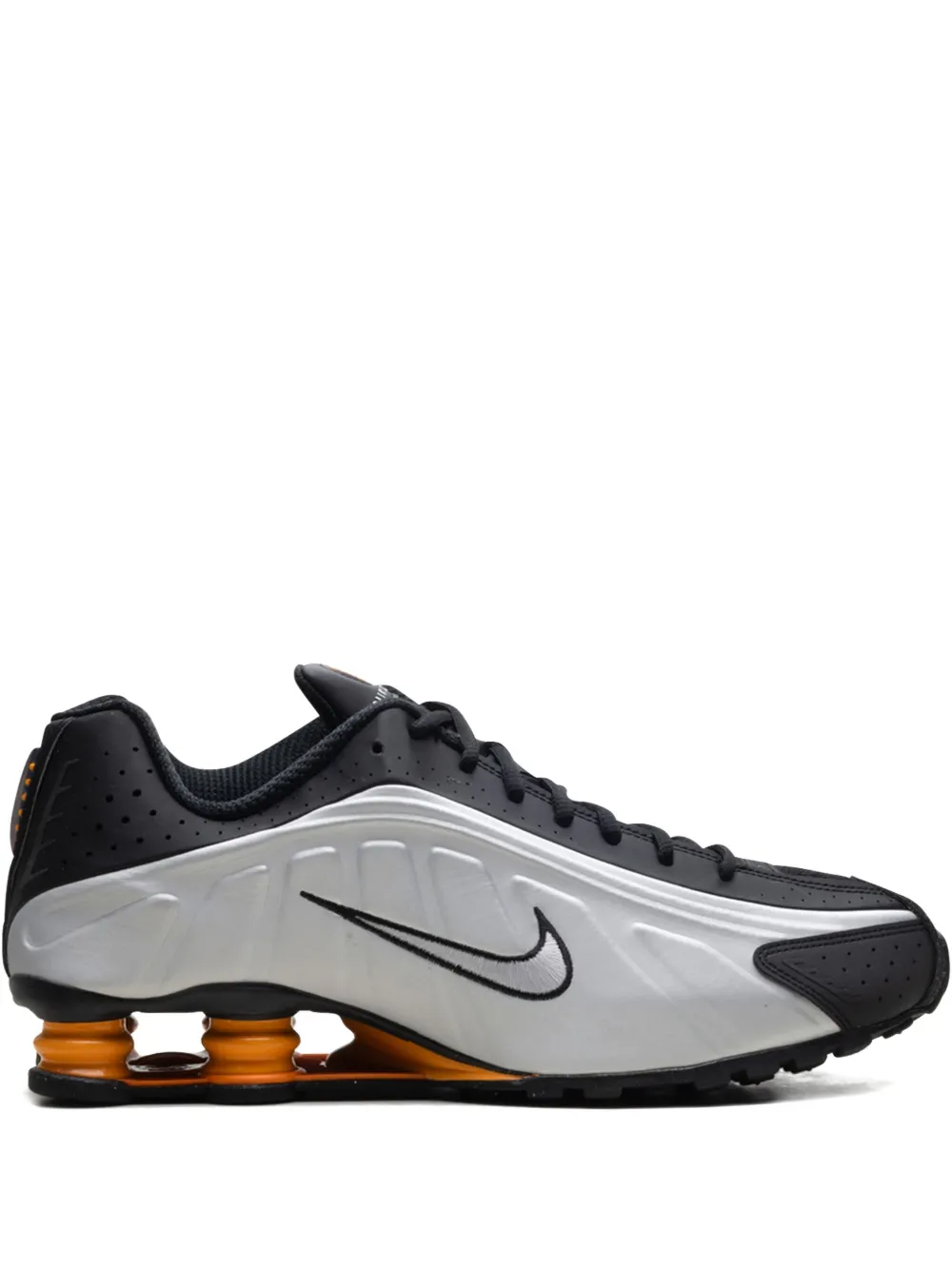 Nike Shox R4 "Black Vast Grey Bright Mandarin Metallic Silver" sneakers