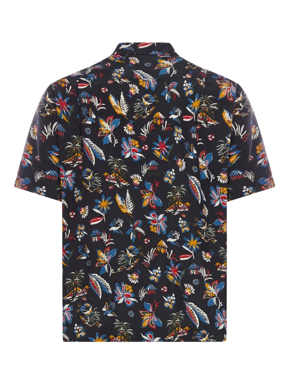 Sacai Overhemd met tropische print - Zwart