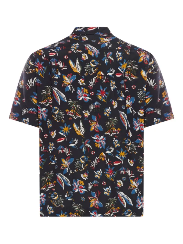 Sacai Floral Print short-sleeve Shirt | Black | FARFETCH ZA