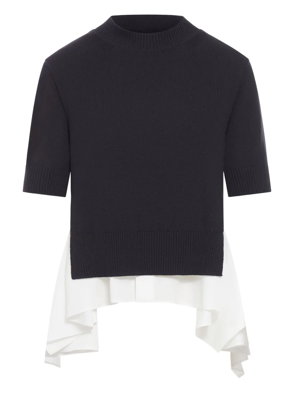 sacai top tejido con dobladillo asimétrico | negro | Image 1