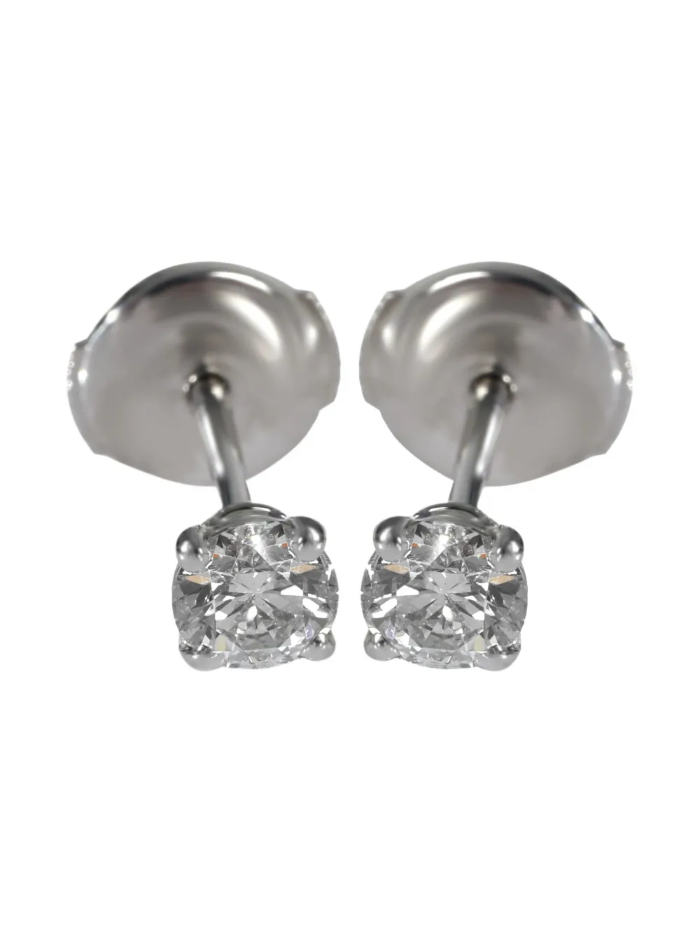 18K white gold diamond solitaire stud earrings