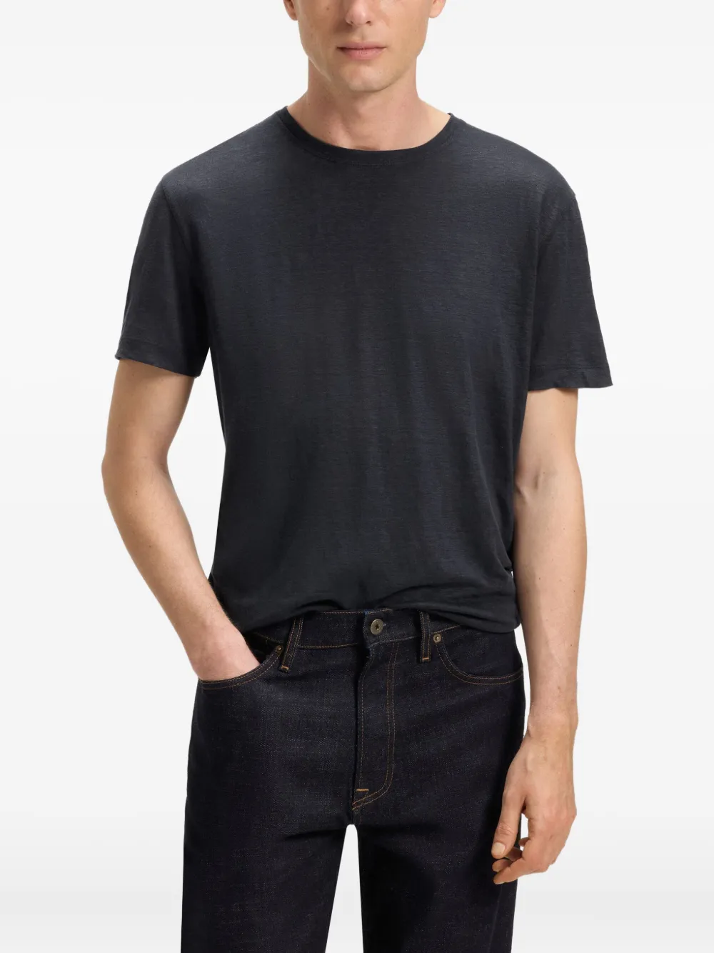 BOSS x David Beckham T-shirt met ronde hals Blauw