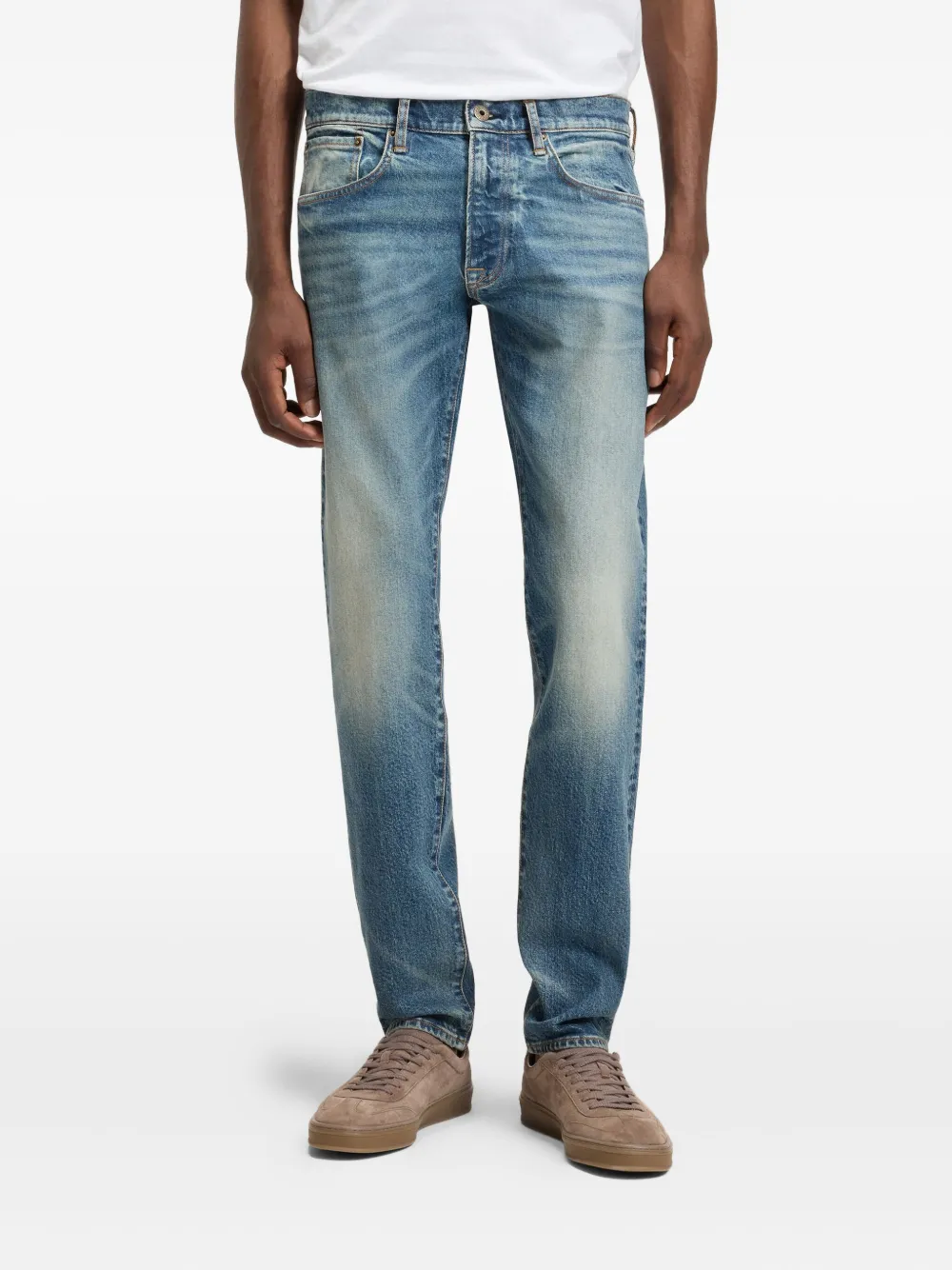 BOSS x David Beckham straight jeans met lichte wassing Blauw