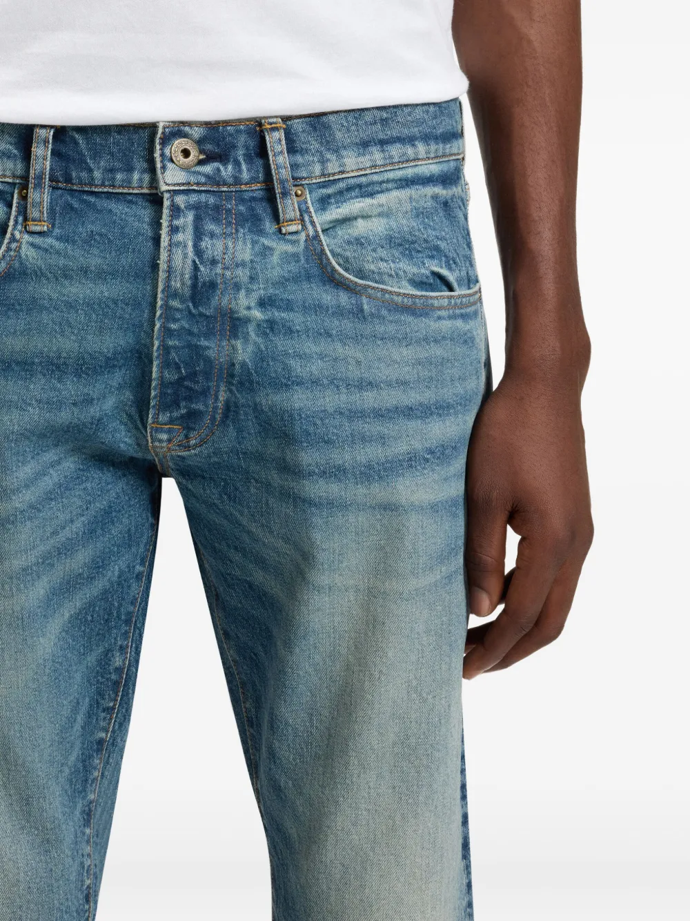 BOSS x David Beckham straight jeans met lichte wassing Blauw