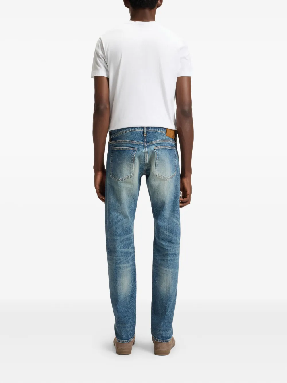 BOSS x David Beckham straight jeans met lichte wassing Blauw