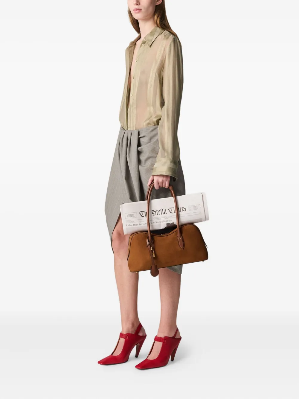 Stella McCartney Doorzichtige gestreepte blouse Beige