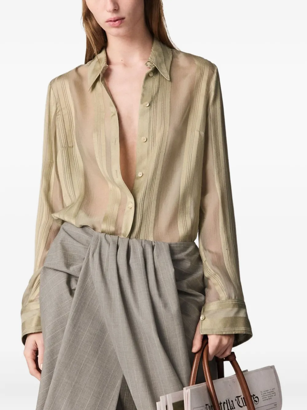 Stella McCartney Doorzichtige gestreepte blouse Beige