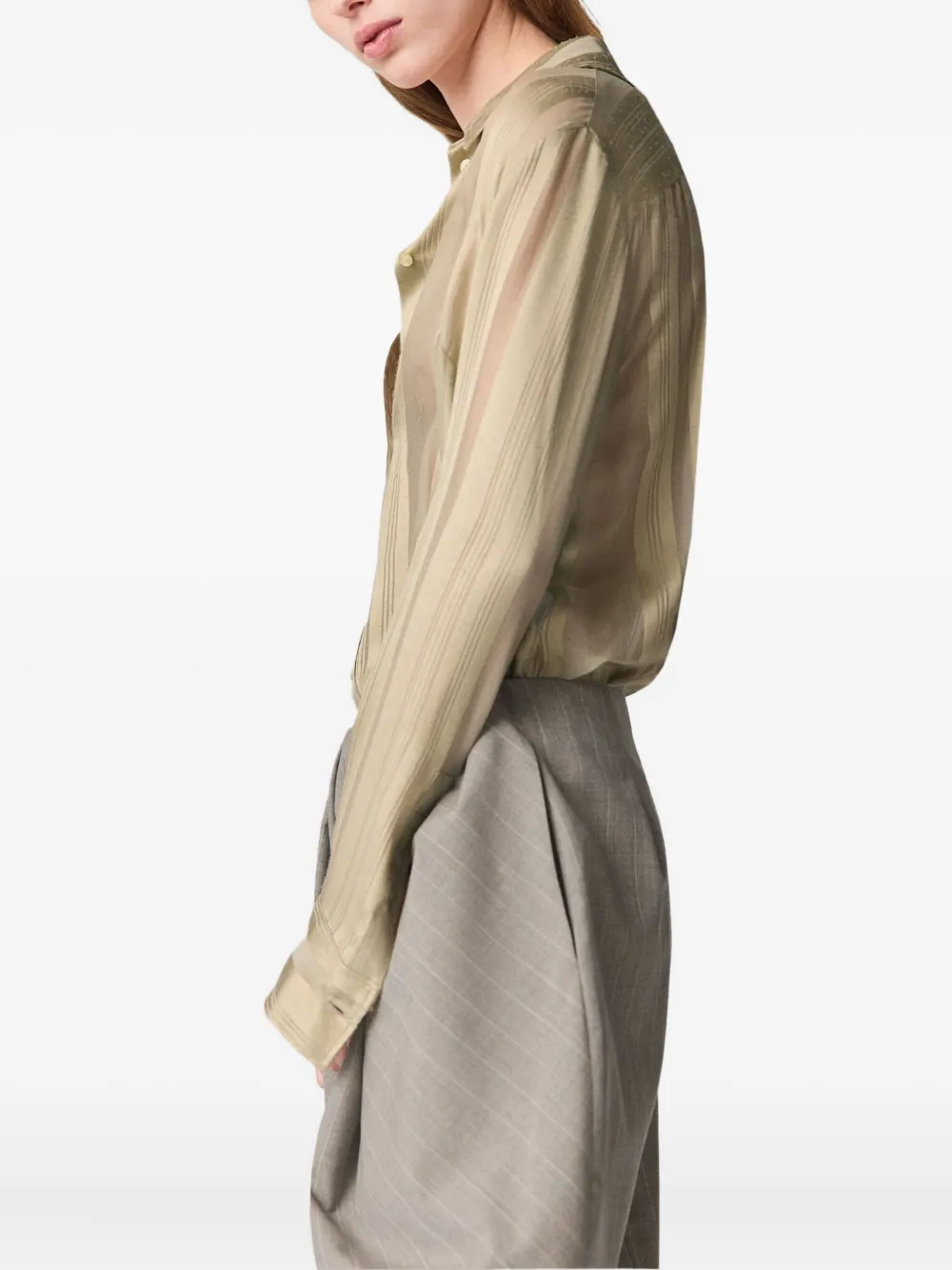 Stella McCartney Doorzichtige gestreepte blouse Beige