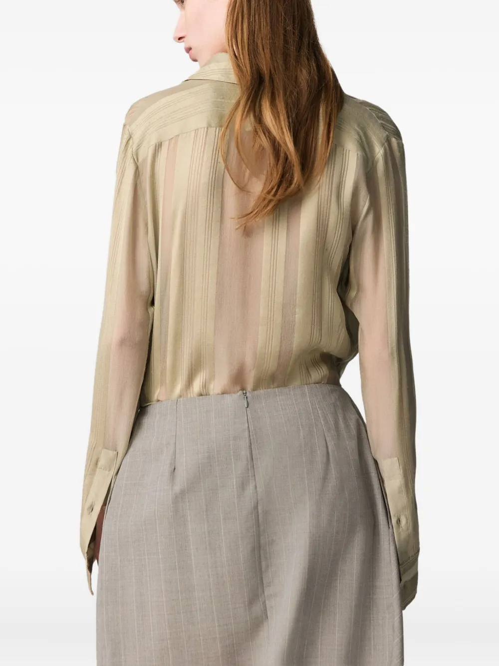 Stella McCartney Doorzichtige gestreepte blouse Beige