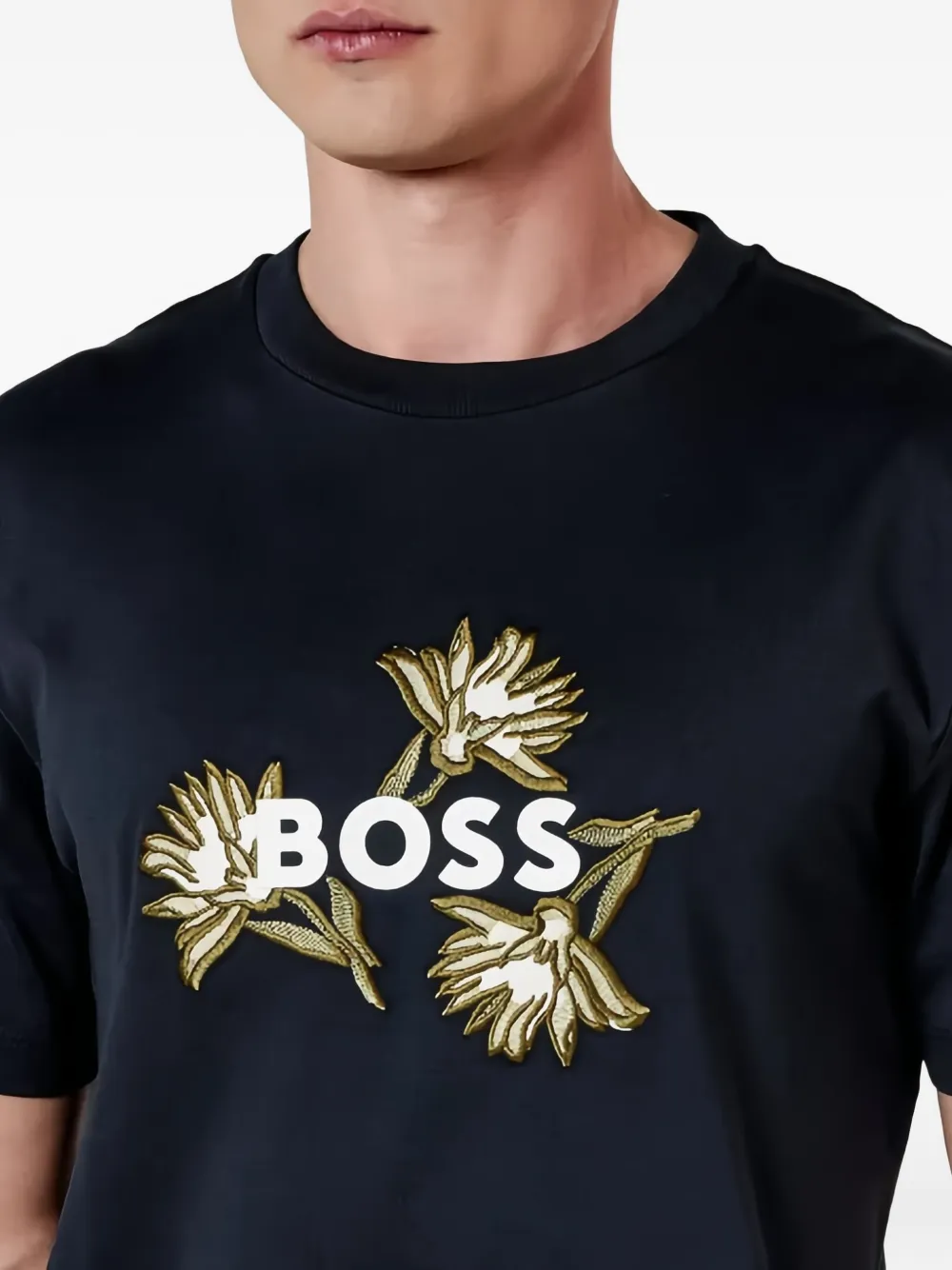 BOSS T-shirt verfraaid met logo Blauw