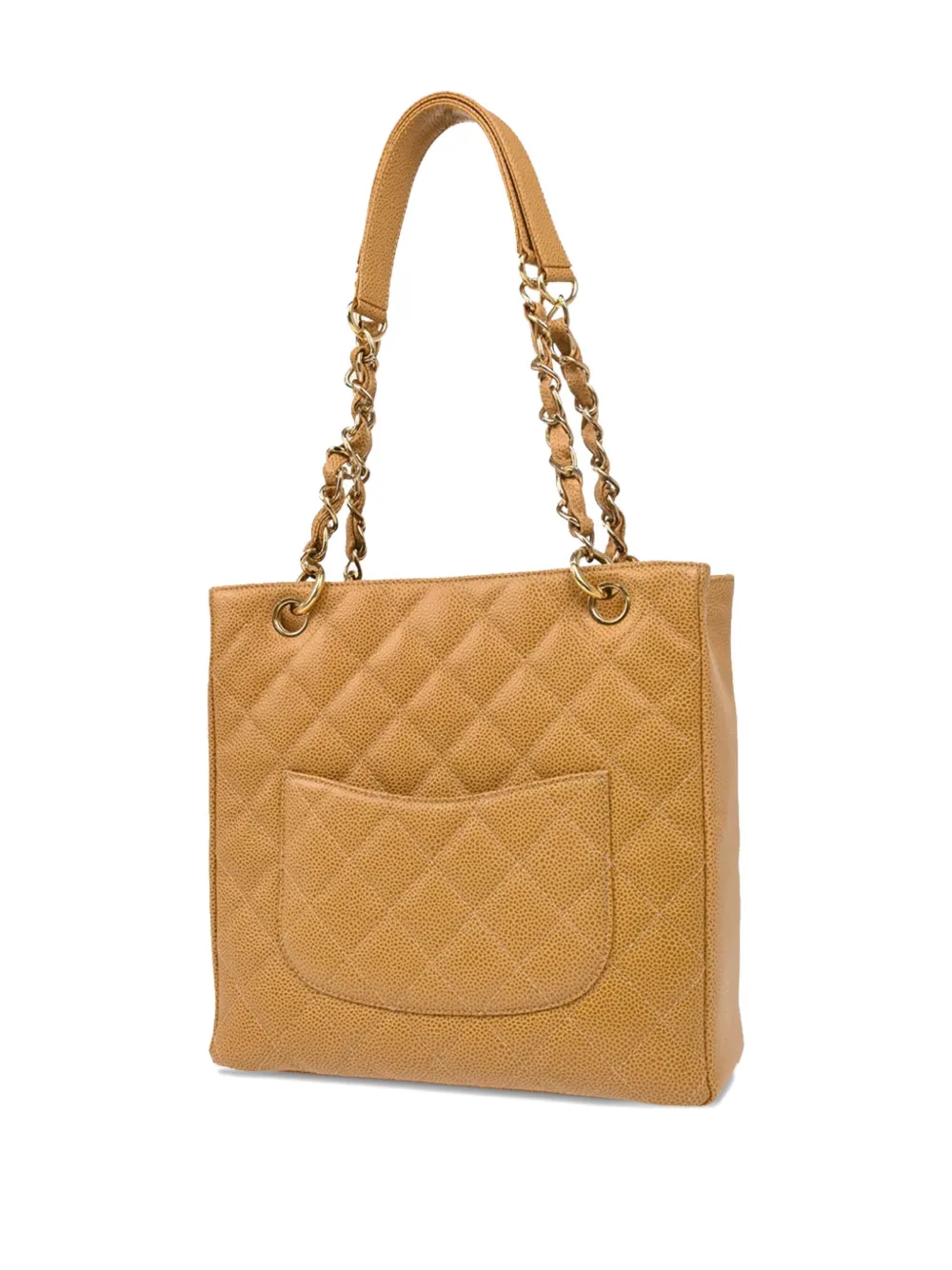 Pre-owned Chanel 2003 Petite Chain Shopping Tote Bag In Neutrals