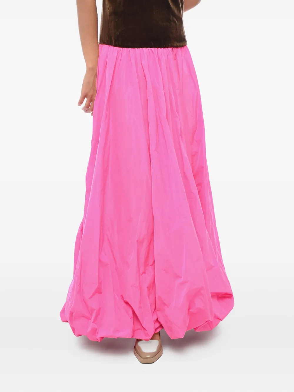 Valentino Garavani velvet-panelled maxi dress Roze