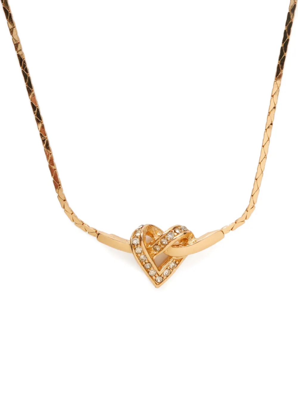 Pre-owned Dior 1990-2015 Heart-charm Necklace In Gold