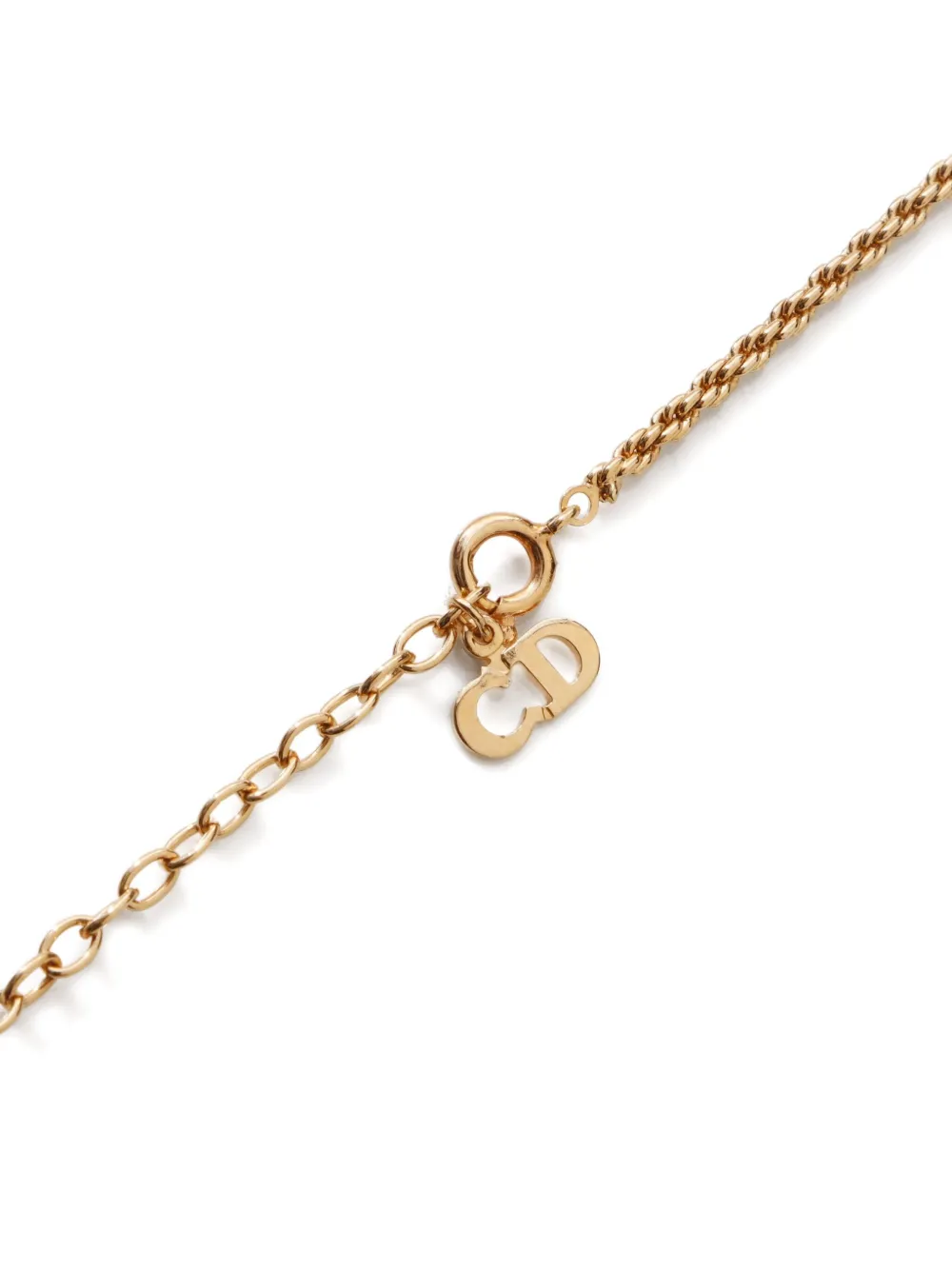 Pre-owned Dior 1990-2015 Logo-charm Necklace In Gold