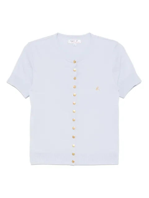 agnès b.  swing short-sleeved cotton snap cardigan