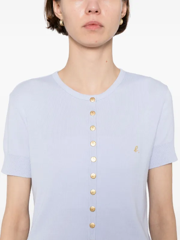 Agnès Swing short-sleeved Cotton Snap Cardigan Blue FARFETCH PH - Main Image