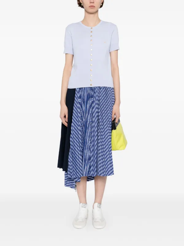 Agnès b. Swing short-sleeved Cotton Snap Cardigan | Blue | FARFETCH BH