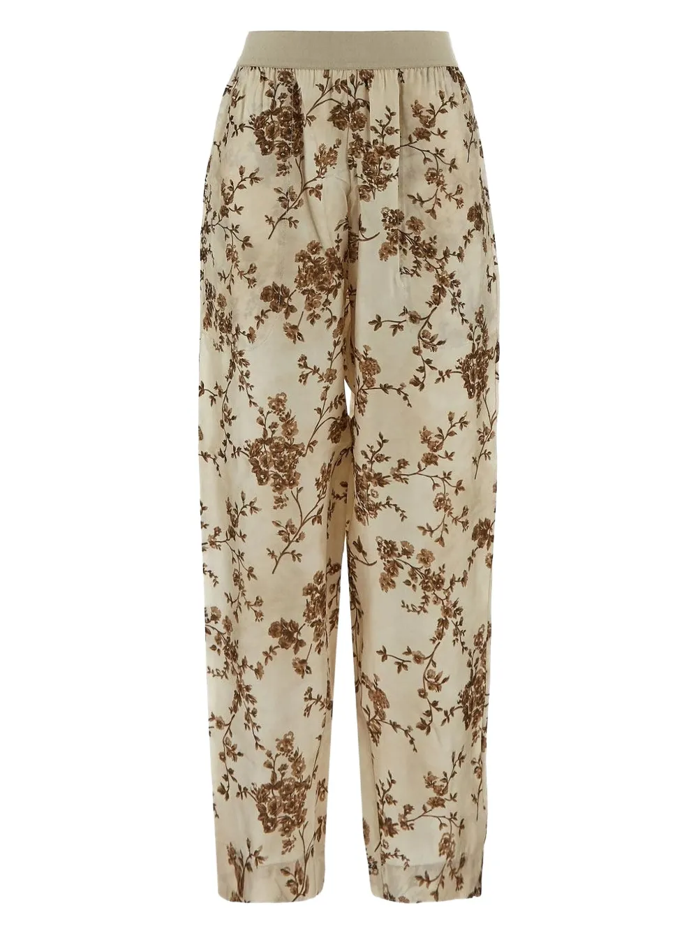 floral-print trousers