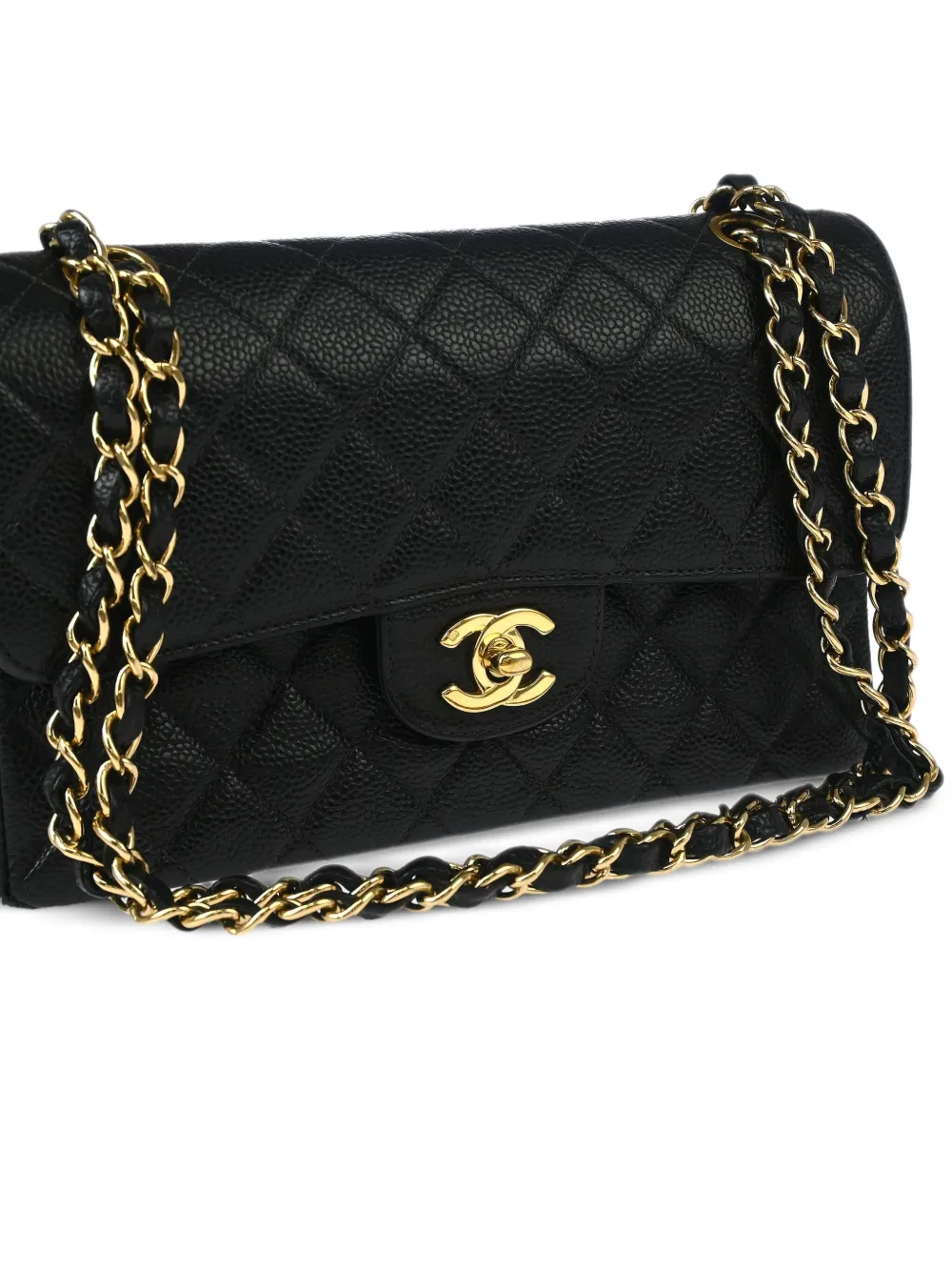 Pre-owned Chanel 2002 Small Classic Double Flap Shoulder Bag In Black