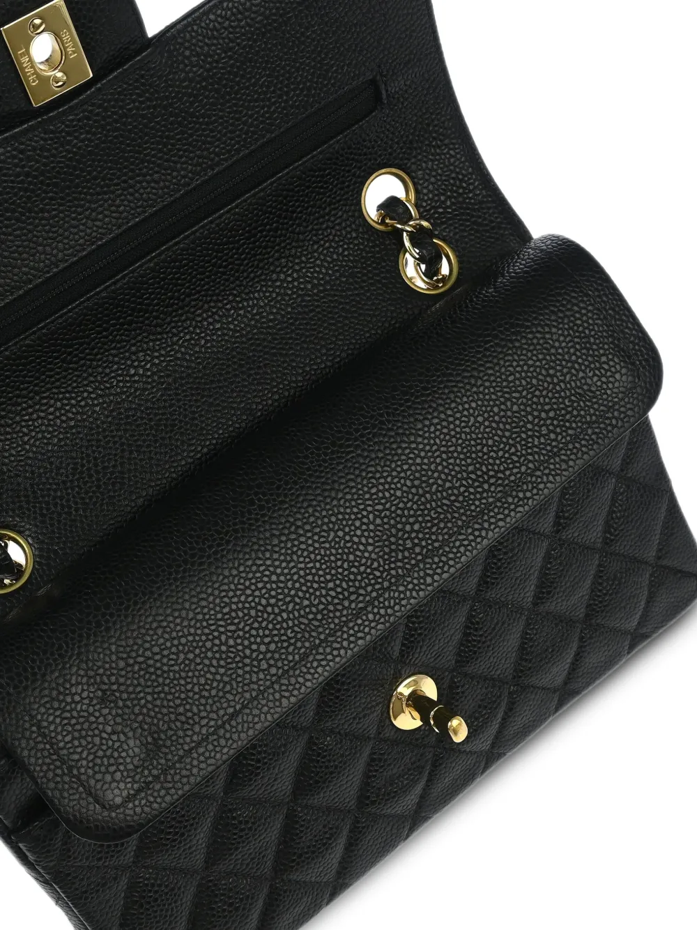 Pre-owned Chanel 2002 Small Classic Double Flap Shoulder Bag In Black