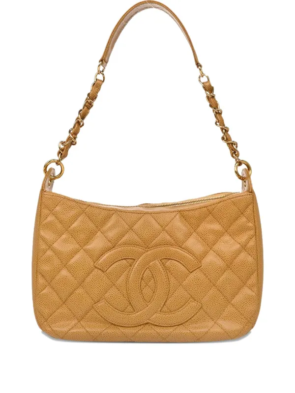 Chanel Pre-owned 2003 CC Diamond-quilted Shoulder Bag in Neutrals